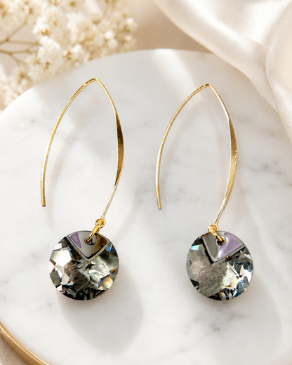Swarovski Crystal Rivoli Dangle Earrings | Gold Ear Wires | Handmade Sparkle Earrings