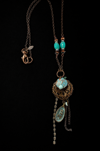 Be Happy, Little Otter – Turquoise & Crystal Boho Fringe Necklace