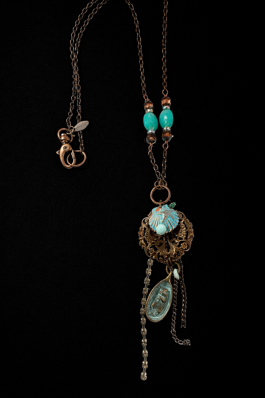 Be Happy, Little Otter – Turquoise & Crystal Boho Fringe Necklace