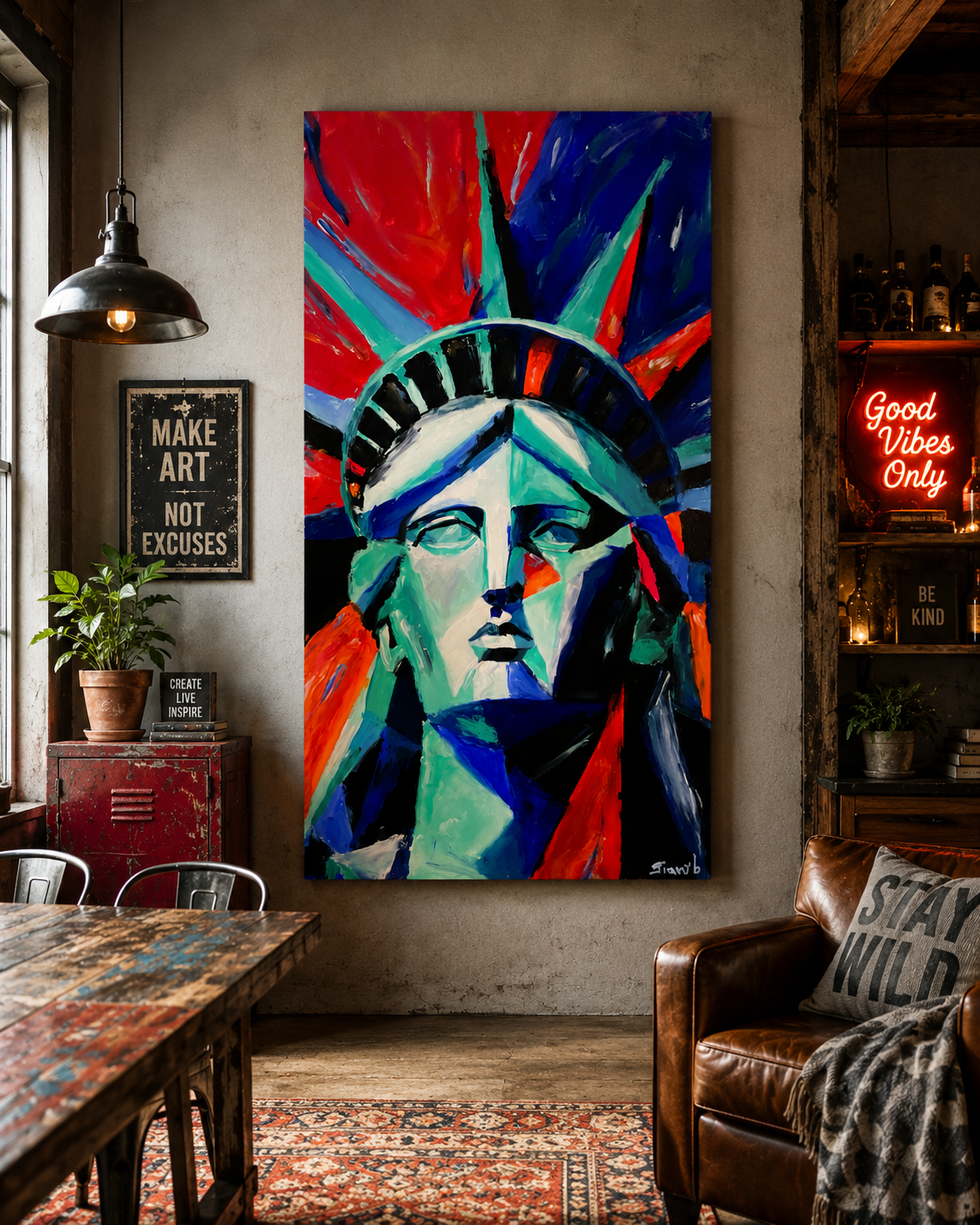 Red, White & Reckless | 24” x 48” Original Acrylic Painting