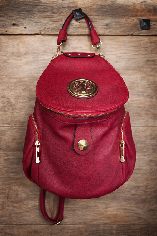Convertible Barn Red Leather Backpack Purse – Multi Pocket, Wide Zip Opening, Travel Ready