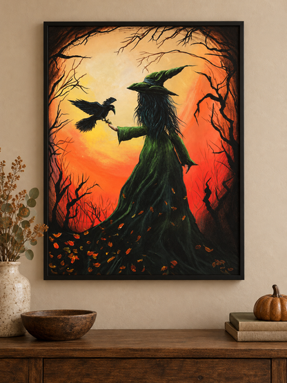 Wickedly Polished Witch & Raven Art Print 16 x 20 | Fabulous Firefly