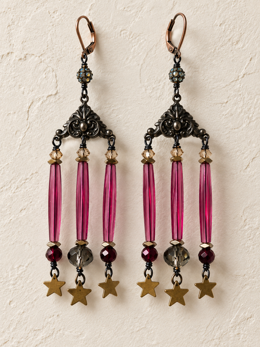 Midnight Starfall Chandelier Earrings