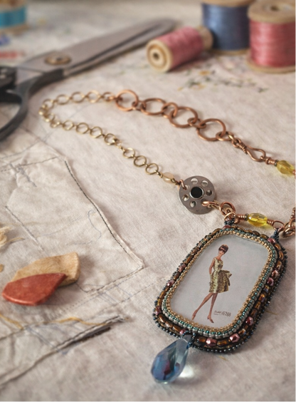 Runway Pattern Muse – Hand Beaded Couture Pendant Necklace
