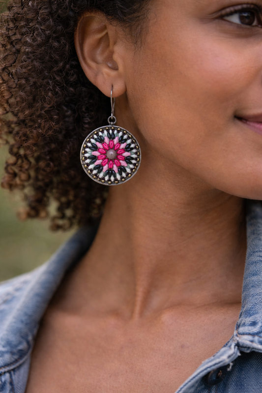 Desert Bloom Jasper Mandala Earrings