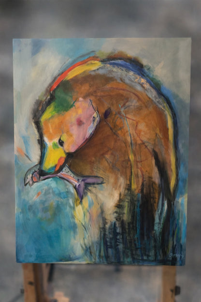 The Catch - Mixed Media painting on hardboard - 24" x 30" Local Pickup Only