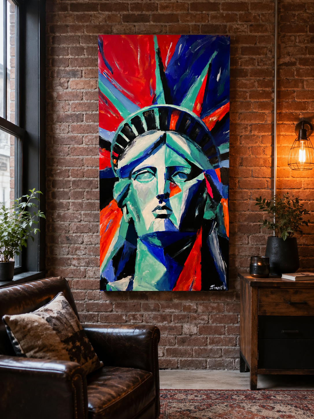 Red, White & Reckless | 24” x 48” Original Acrylic Painting