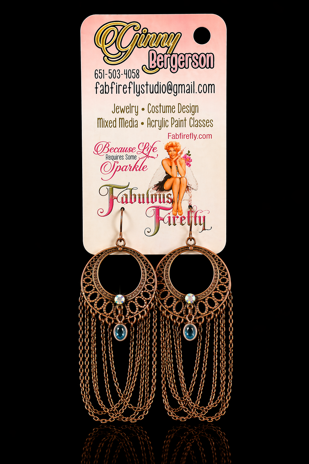 Boho Fringe Hoop Earrings – Antique Copper Filigree with Crystal Drops