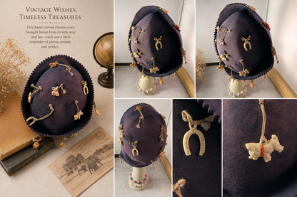 Vintage Souvenir Charm Beanie with 17 Hand-Carved Travel Charms | Fabulous Firefly