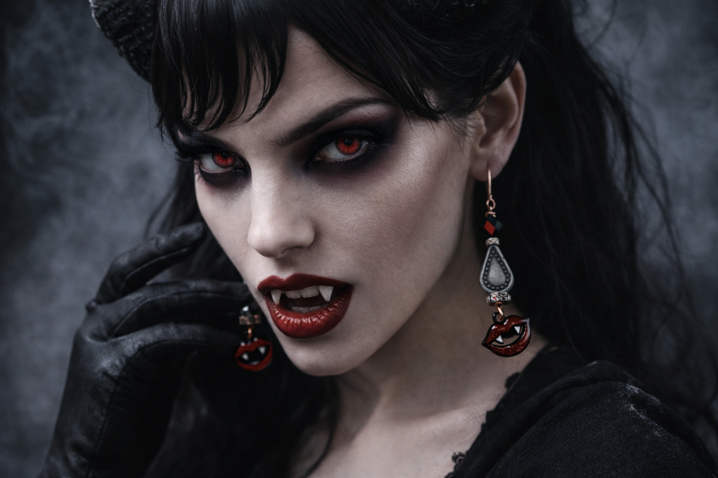Vampire Kiss Crystal Drop Earrings