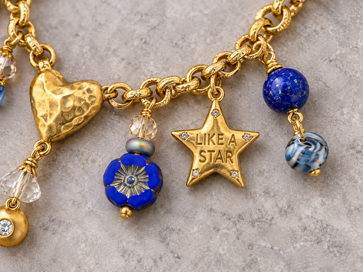 Like a Star – Blue & Gold Charm Necklace