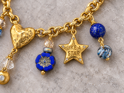 Like a Star – Blue & Gold Charm Necklace