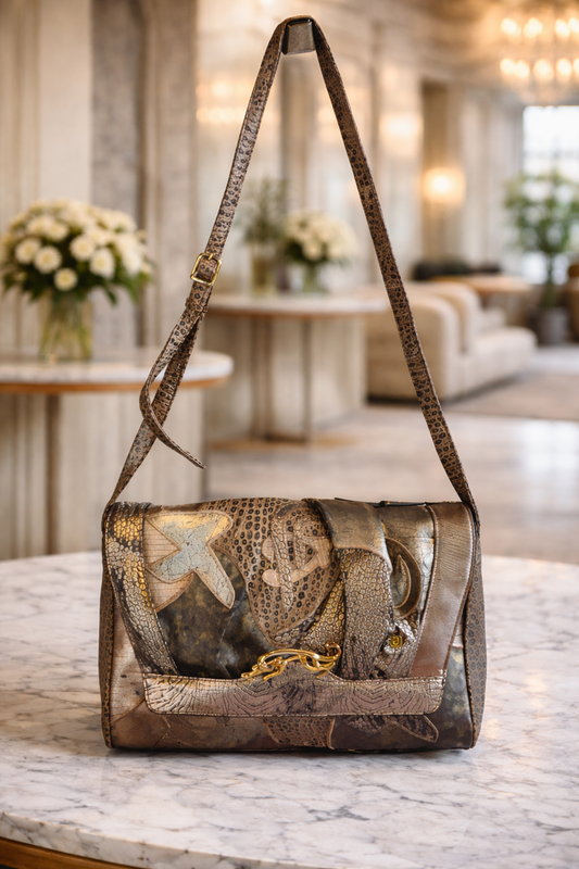 Vintage 1970s Jaguar Clasp Convertible Clutch Bag – Snakeskin Style Retro Shoulder Bag