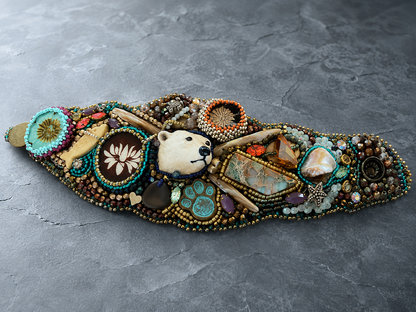 Arctic Treasures Polar Bear Hand-Beaded Statement Cuff