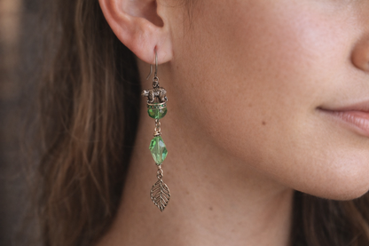 Silver Bear Crystal Cascade Earrings