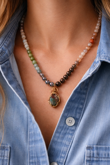 Earth & Ember — Chrysocolla Jasper Ombre Necklace