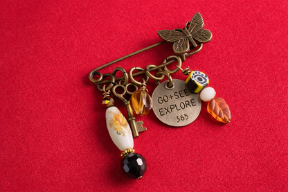 Boho Charm Safety Pin Brooch Collection – Vintage Style Handmade Pins, Eclectic Wearable Art