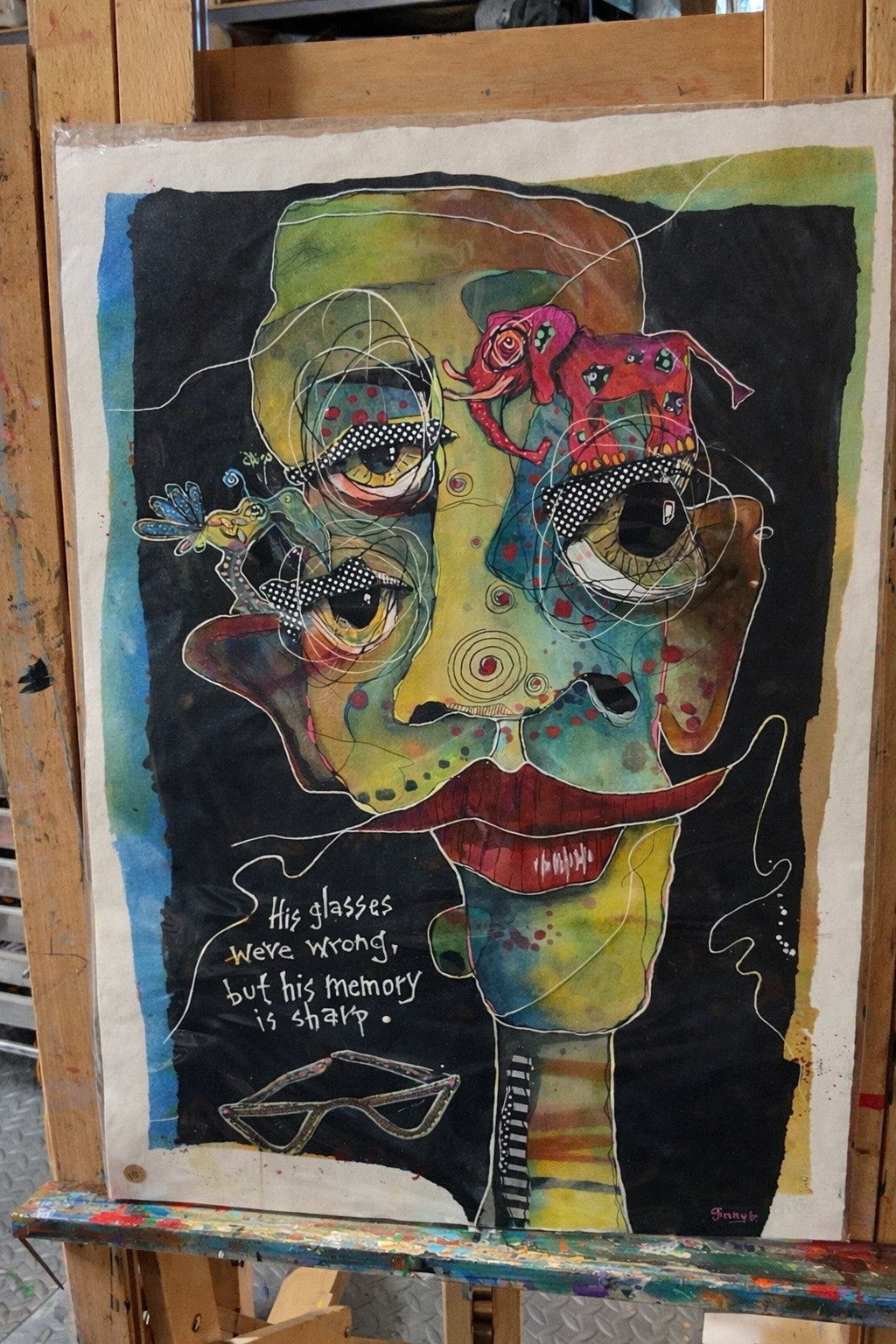 Portrait Of A Sharp Memory - 16" x 22.5" Mixed Media - Print
