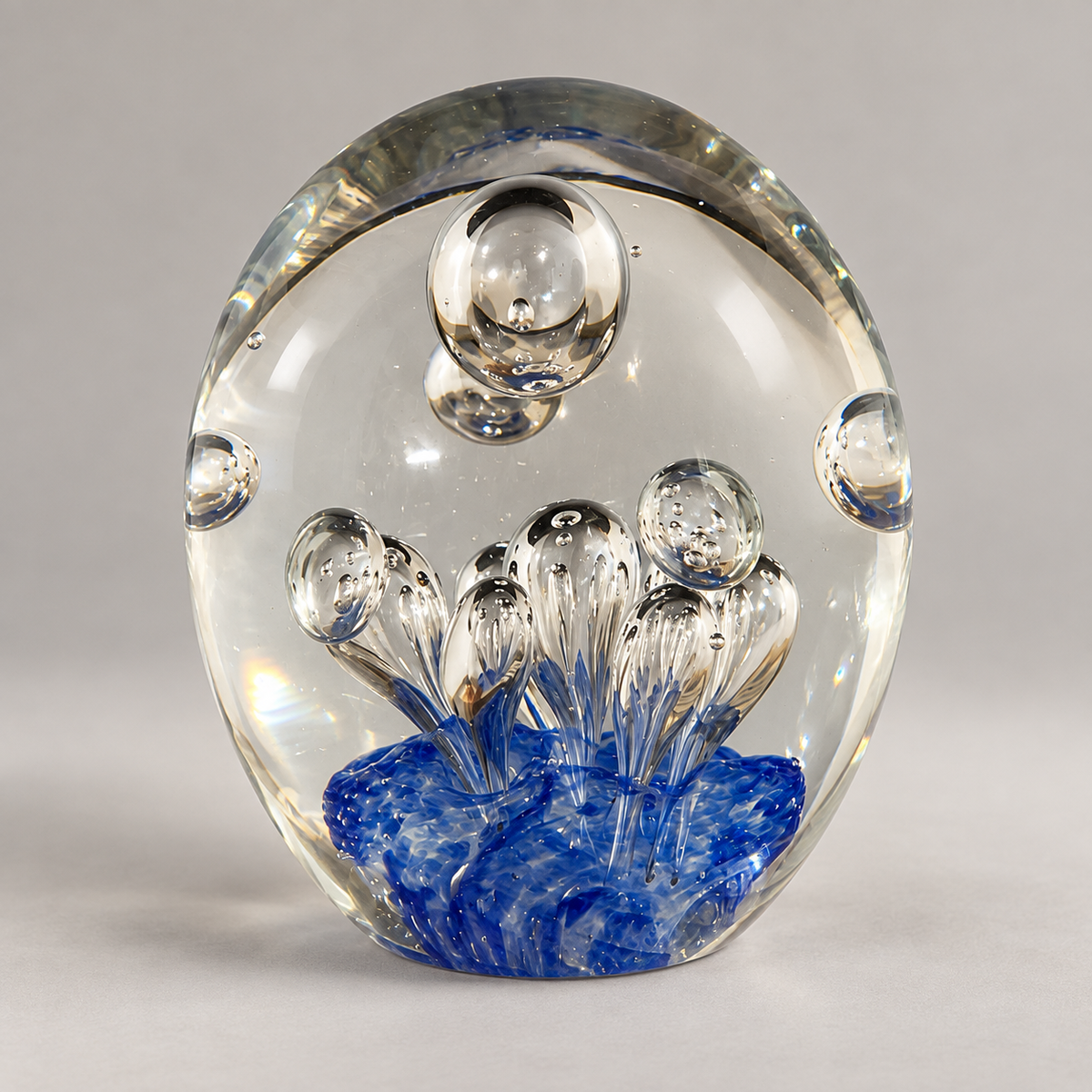 Blue & Clear Decorative Glass Paperweights – Four Design Options