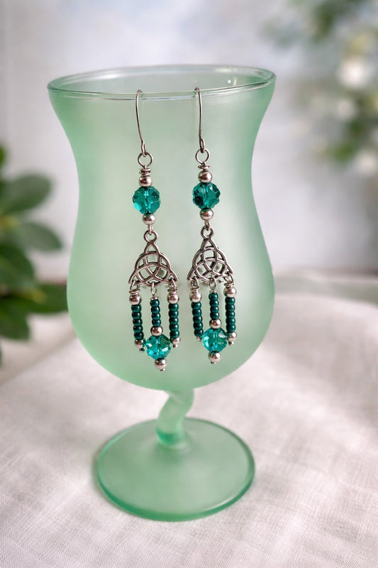 Lucky Knot Dangles – Irish-Inspired Crystal Earrings