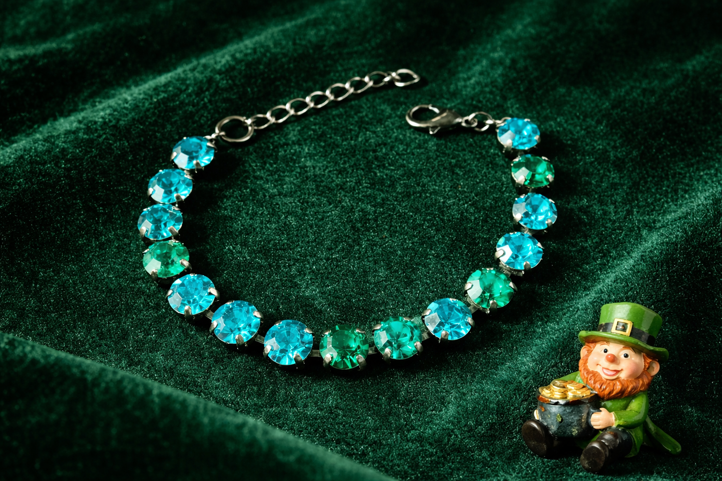 Emerald Green Austrian Crystal Tennis Bracelet – Adjustable Irish Inspired Sparkle
