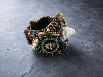 Arctic Treasures Polar Bear Hand-Beaded Statement Cuff