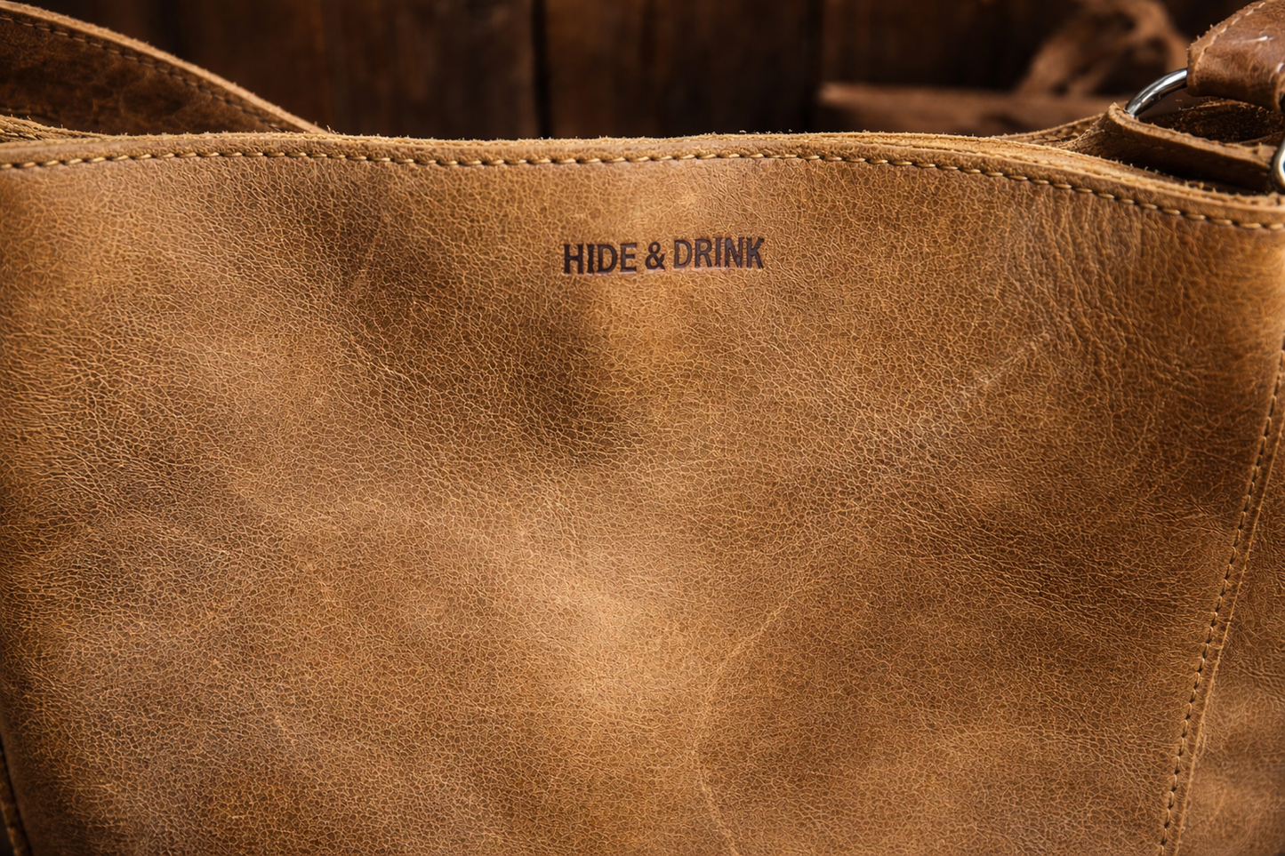 Hide & Drink Distressed Leather Tote with Plaid Interior & Artisan Charm