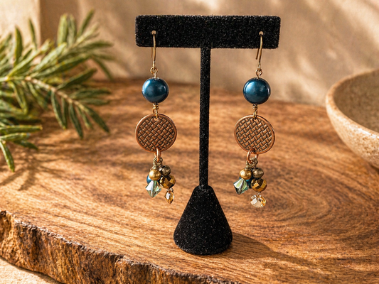 Copper & Pearl Glow Drop Earrings