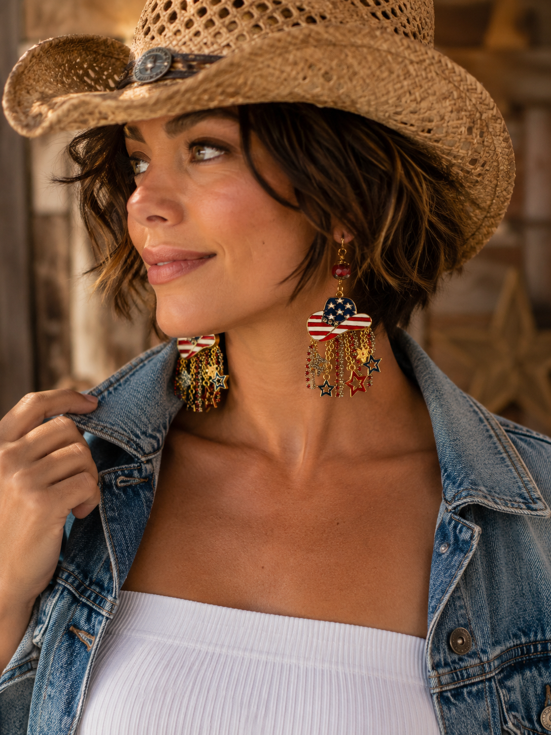 Stars, Stripes & Sparkle Fringe Earrings
