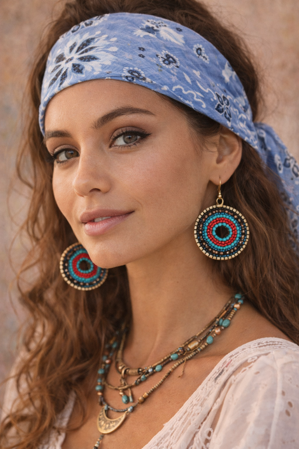 Hand-Bleached Bandana Scarf – 20” Square Western Boho Head Scarf - assorted colors