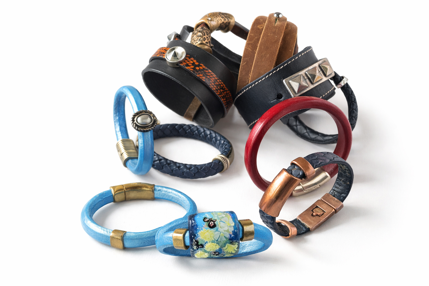 Boho Leather Statement Bracelets – Magnetic Clasp Artisan Collection