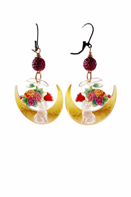 Moon Garden Rabbits Earrings