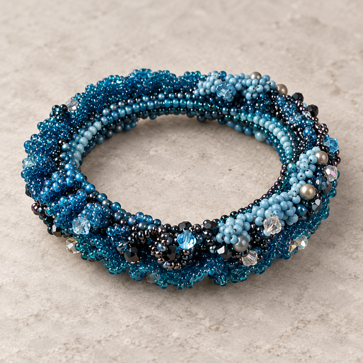 Ruffled Edge Beaded Bangles | Four Color Variants