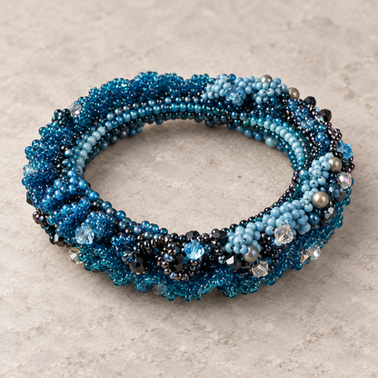 Ruffled Edge Beaded Bangles | Four Color Variants