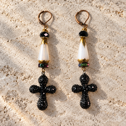 After Hours Pavé Crystal Cross Earrings