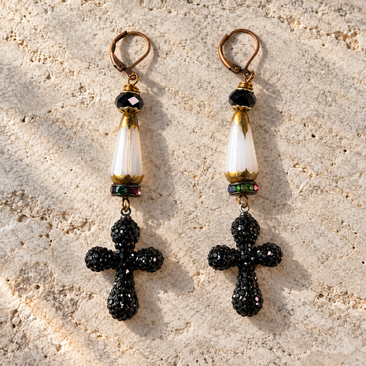 After Hours Pavé Crystal Cross Earrings