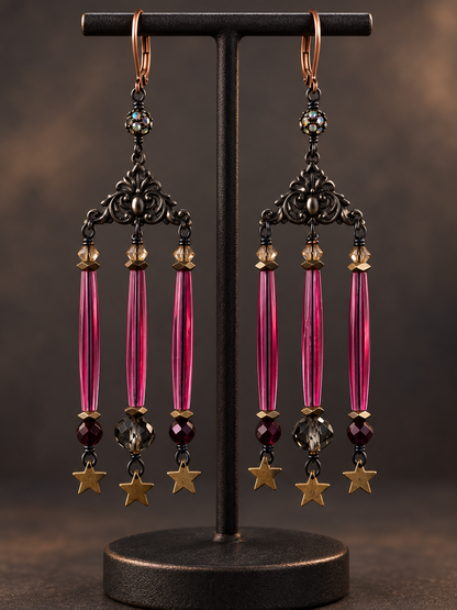 Midnight Starfall Chandelier Earrings