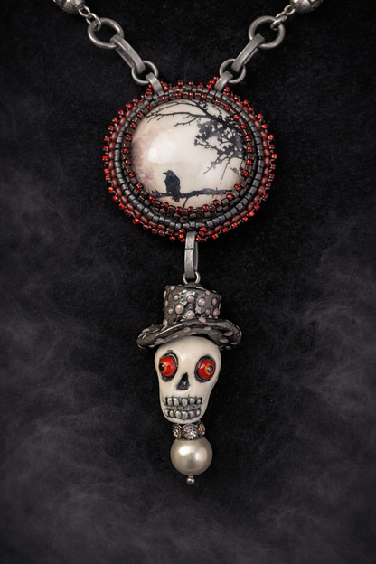 Nocturne in Bone & Feather Necklace