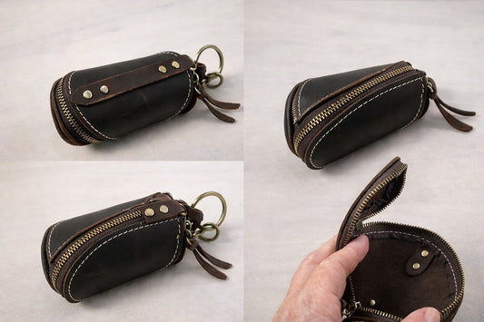 Little Brown Leather Keeper Zip Bag