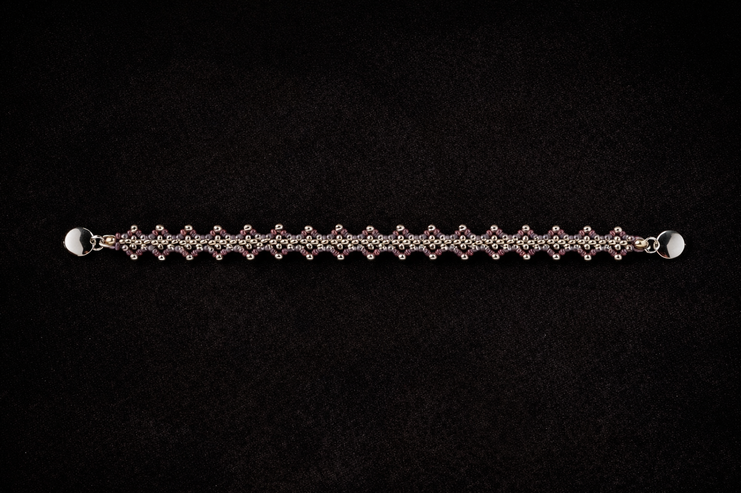 Burgundy & Bronze Seed Bead Bracelet with Magnetic Clasp  Delicate Handwoven 7.5” Bracelet
