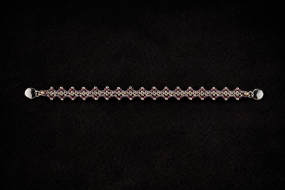 Burgundy & Bronze Seed Bead Bracelet with Magnetic Clasp  Delicate Handwoven 7.5” Bracelet