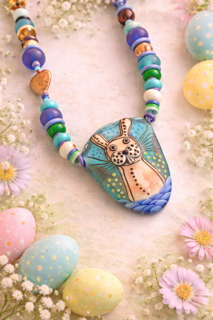 Enchanted Meadow Bunny Necklace – Hand Blown Glass Pendant