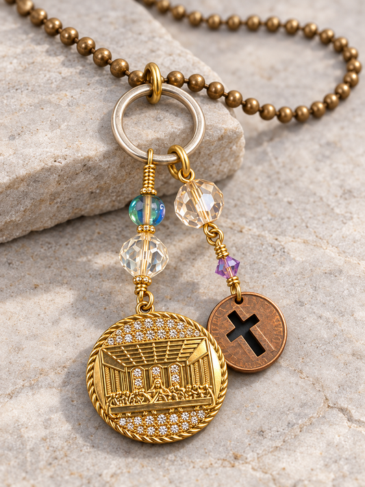 The Last Supper Necklace – 32-Inch Ball Chain & Vintage Crystals