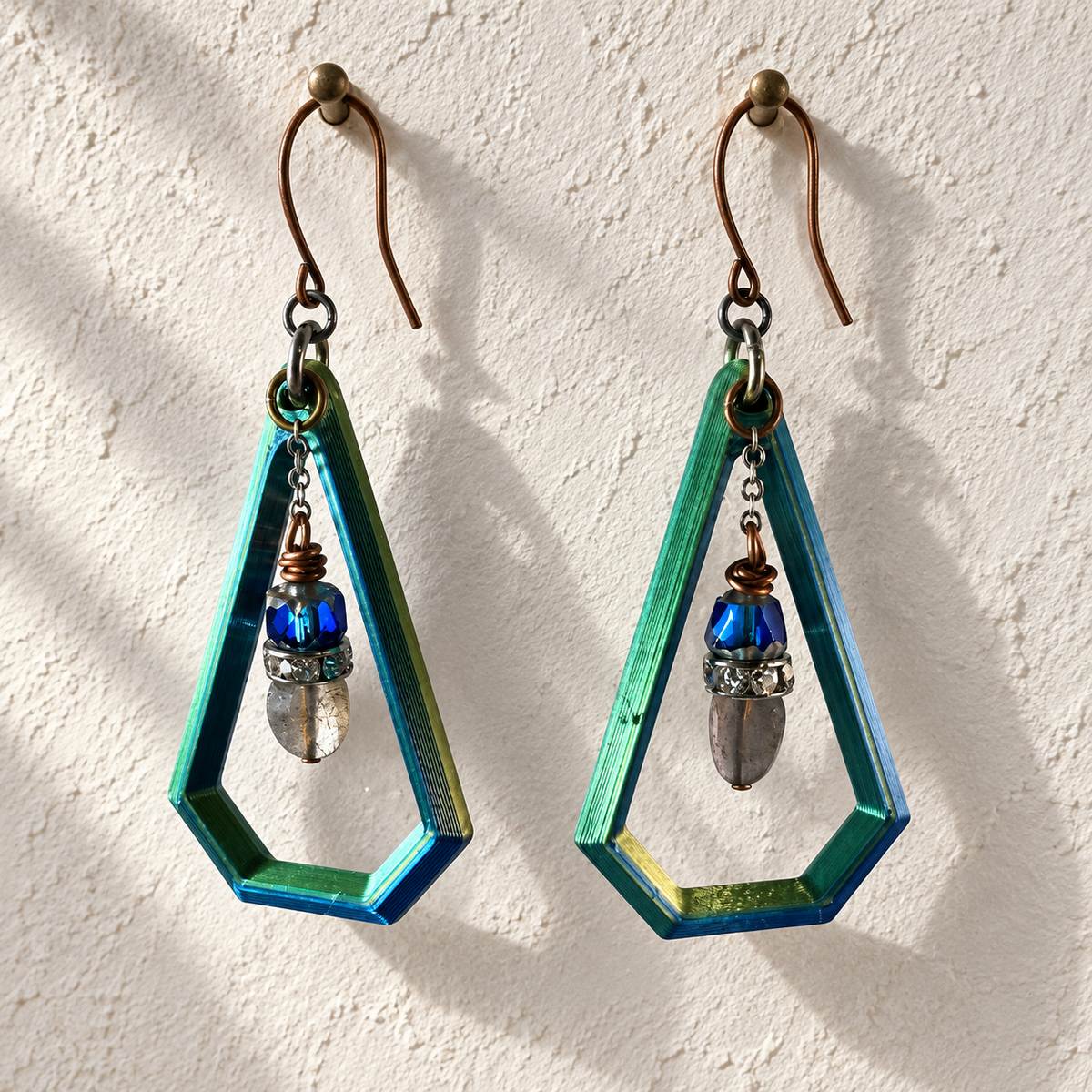 Peacock Current 3D-Printed Earrings