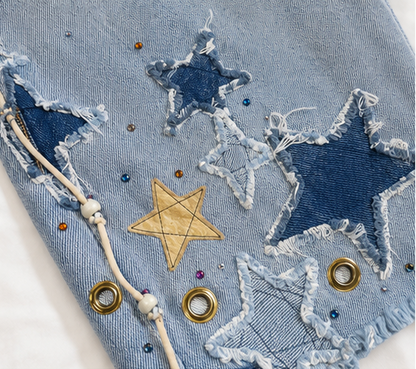 Biker Blues Spirit Lives On Jeans Size 36x31 | Handmade Moto Finds Custom Denim