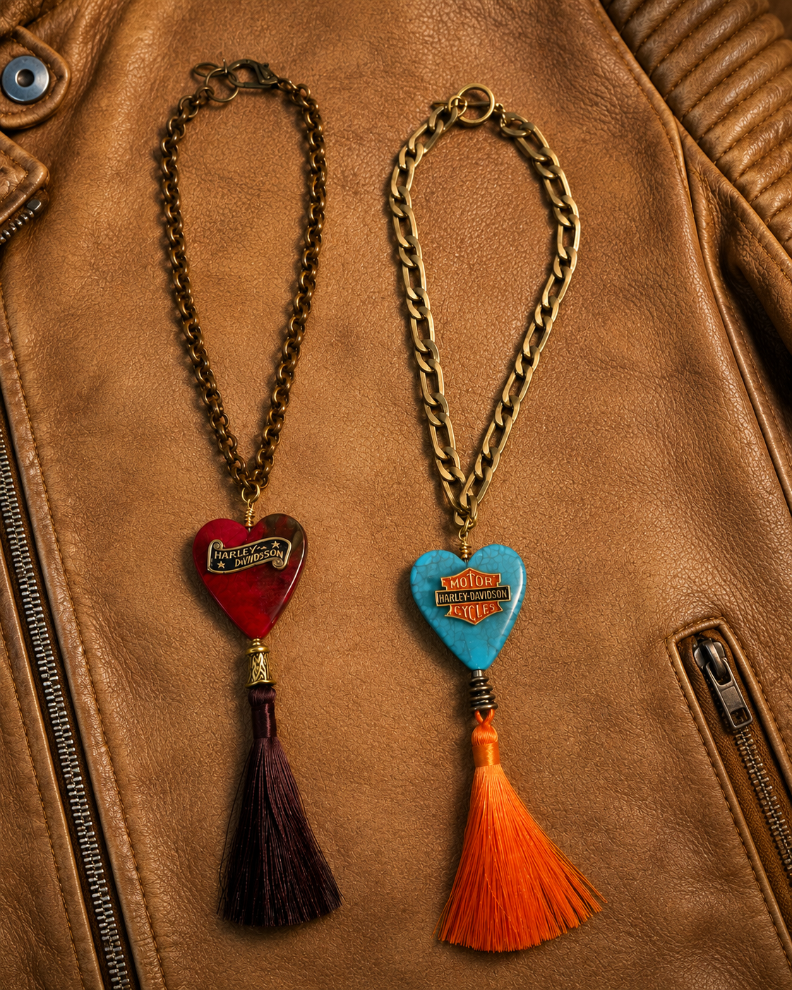 Harley-Inspired Heart Tassel Necklace with Double-Sided Heart Pendant – Choose Your Favorite Design