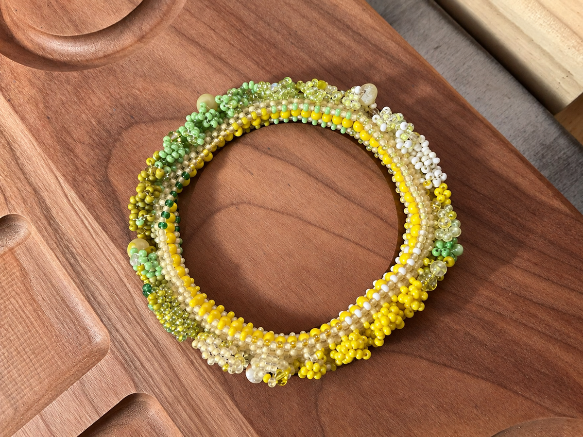 Ruffled Edge Beaded Bangles | Four Color Variants
