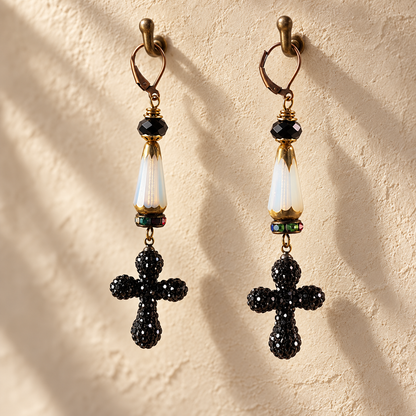 After Hours Pavé Crystal Cross Earrings