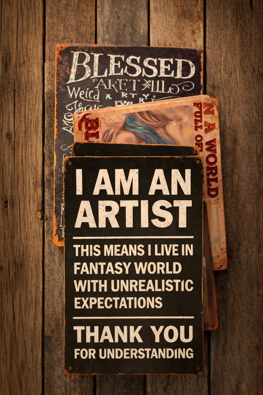 Boho Vintage Metal Wall Signs - 8 x 12 Rustic Art Signs | Artist, Hippie, Inspirational Decor