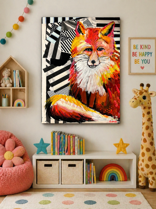 Fergus the Fox – Mixed Media Acrylic Painting | 12x16 Original Art